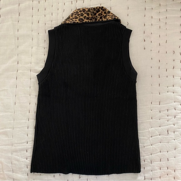 Cache Black Sweater with Leopard Print Accents - Picture 10 of 10